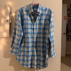 Peter Millar Plaid Button Down 100% Cotton Size Medium